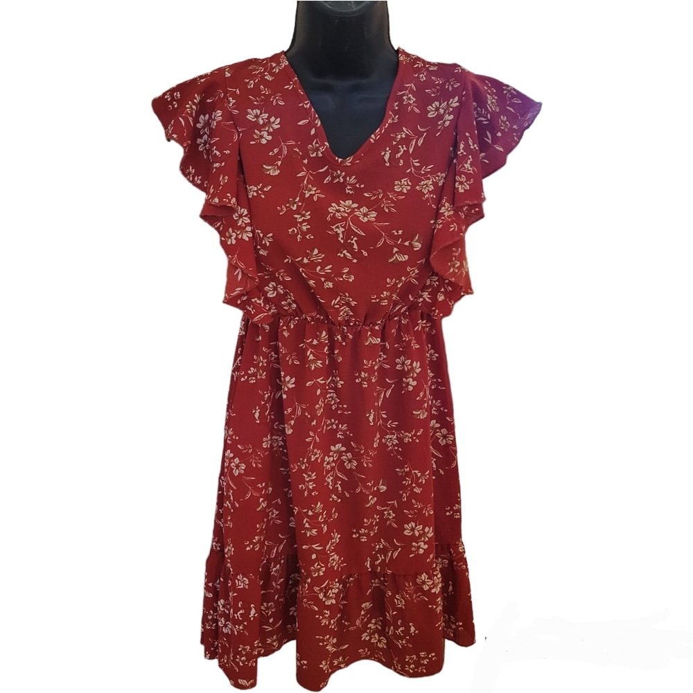 Orange dress. Size 4. Small. S. Floral.